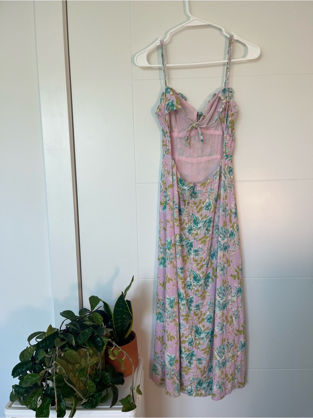 ASTR Floral Pink Maxi Slip Dress with Green Blue Accents - Picture 2 of 6